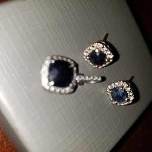 Onyx and diamond pendant matching earings